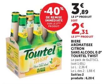 BIERE AROMATISEE CITRON SANS ALCOOL 0.0° TOURTEL TWIST