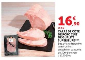 CARRÉ DE CÔTE DE PORC CUIT DE QUALITÉ SUPÉRIEURE