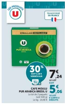 CAFE MOULU PUR ARABICA BRESIL U