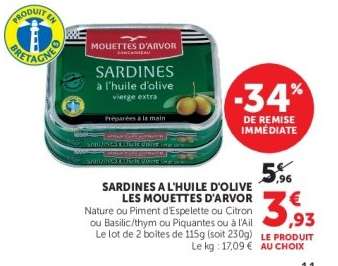 Sardines à l'huile d'olive LES MOUETTES D'ARVOR
