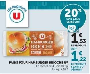 PAINS POUR HAMBURGER BRIOCHE U