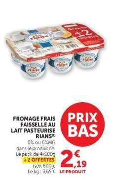 FROMAGE FRAIS FAISSELLE AU LAIT PASTEURISÉ RIANS