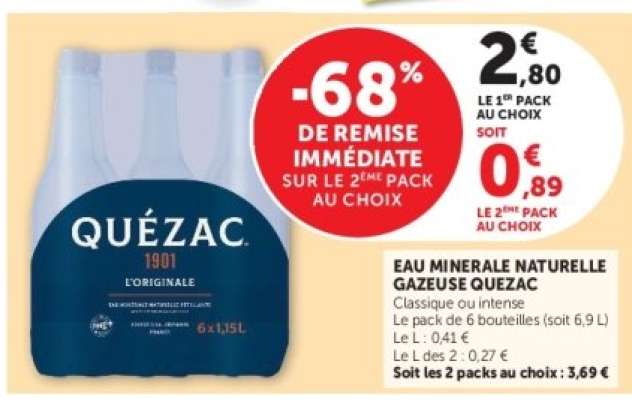 Eau Minerale Naturelle Gazeuse Quezac