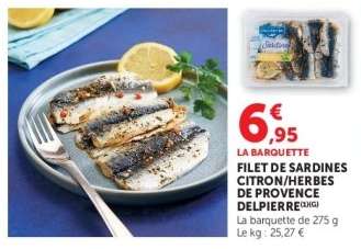 Filet de sardines citron/herbes de Provence Delpierre