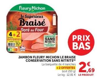Jambon Fleury Michon Le Braise Conservation Sans Nitrite