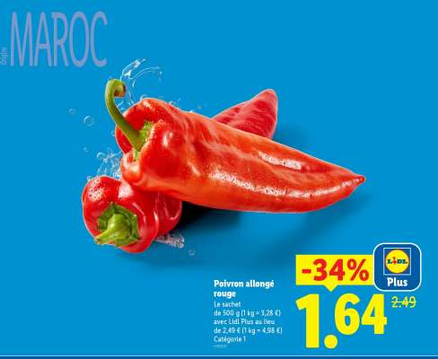 Poivron allongé rouge