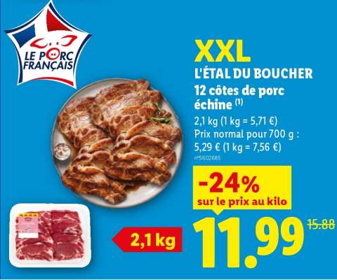 L'ETAL DU BOUCHER 12 côtes de porc échine