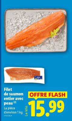Filet de saumon entier avec peau