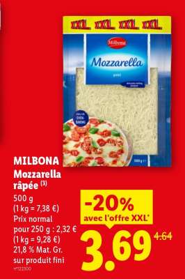 Milbona Mozzarella râpée