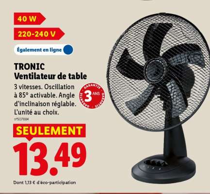 TRONIC Ventilateur de table