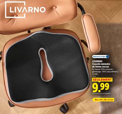 LIVARNO Coussin mémoire de forme coccyx