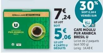 CAFE MOULU PUR ARABICA BRESIL U