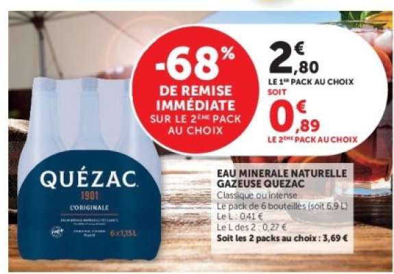 Eau Minerale Naturelle Gazeuse Quezac