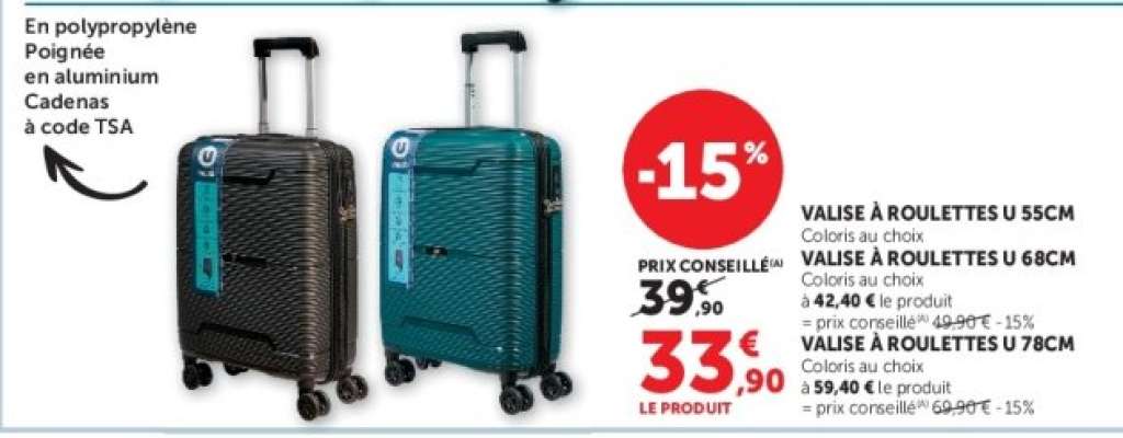 VALISE À ROULETTES U 55CM