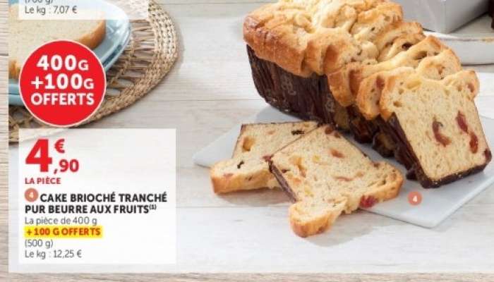 CAKE BRIOCHÉ TRANCHÉ PUR BEURRE AUX FRUITS