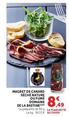 Magret de canard séché nature ou fumé Domaine de la Bastide