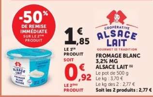 FROMAGE BLANC 3,2% MG ALSACE LAIT