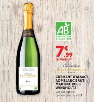 CREMANT D'ALSACE AOP BLANC BRUT MARTINE ROLLI WINDHOLTZ