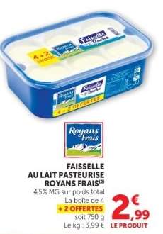 FAISSELLE AU LAIT PASTEURISE ROYANS FRAIS