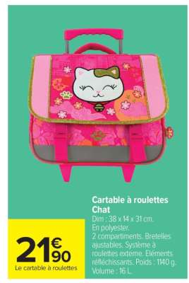 Cartable à roulettes Chat
