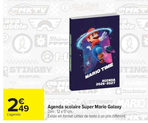 Agenda scolaire Super Mario Galaxy