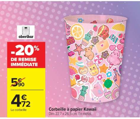 Corbeille à papier Kawaii