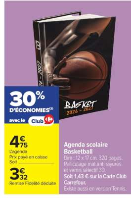Agenda scolaire Basketball