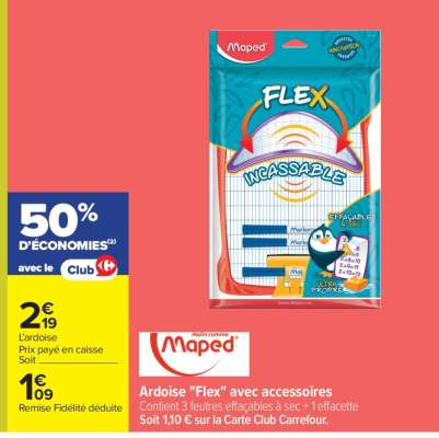 Ardoise "Flex" avec accessoires