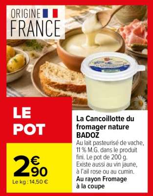 LA CANCOILLOTTE DU FROMAGER NATURE BADOZ