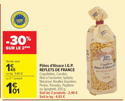Pâtes d'alsace I.G.P. REFLETS DE FRANCE