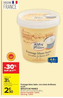 Fromage blanc battu à la crème de Bresse A.O.P.