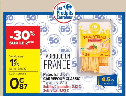 Pâtes fraîches CARREFOUR CLASSIC'