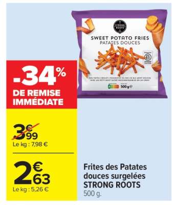 Frites des Patates douces surgelées STRONG ROOTS