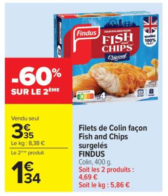 Filets de Colin façon Fish and Chips surgelés FINDUS