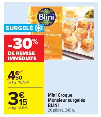 Mini Croque Monsieur surgelés BLINI