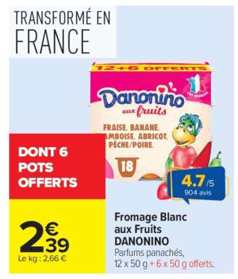 Fromage Blanc aux Fruits DANONINO