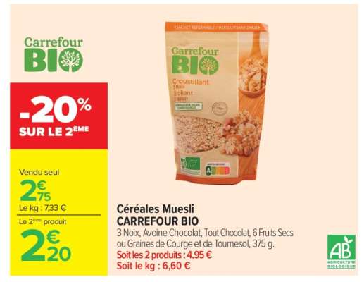 Céréales Muesli CARREFOUR BIO