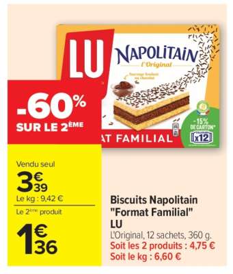 Biscuits Napolitain "Format Familial" LU