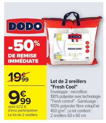 Lot de 2 oreillers "Fresh Cool"