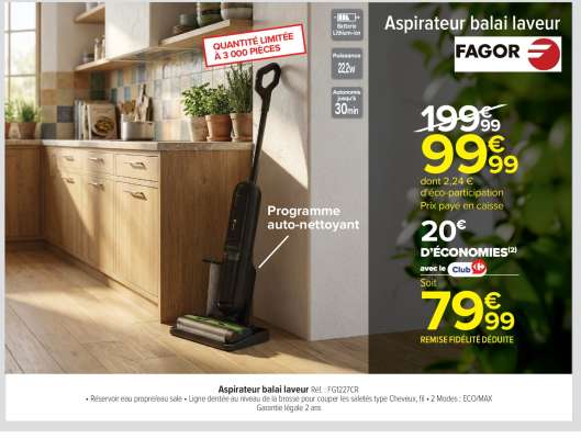 Aspirateur balai laveur