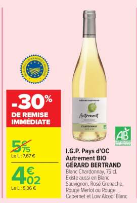 I.G.P. Pays d'OC Autrement BIO GÉRARD BERTRAND