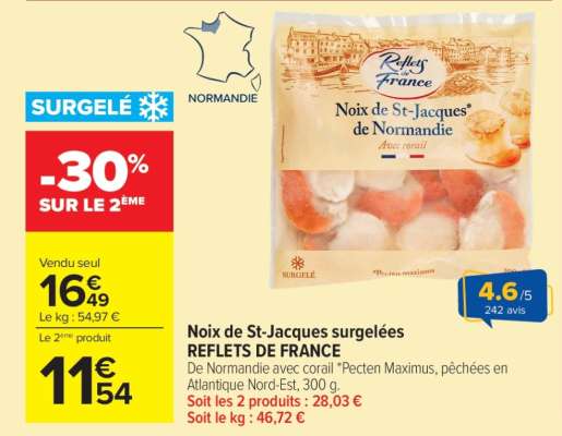 Noix de St-Jacques surgelées REFLETS DE FRANCE