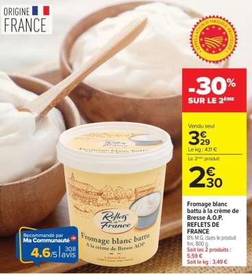 Fromage blanc battu à la crème de Bresse A.O.P.