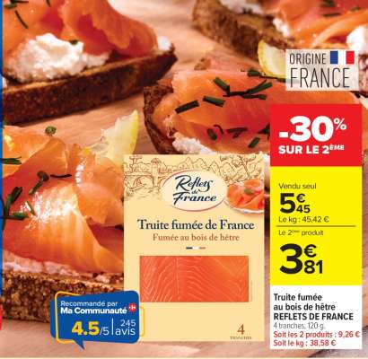 Truite fumée au bois de hêtre REFLETS DE FRANCE