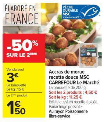 Accras de morue recette douce MSC CARREFOUR Le Marché