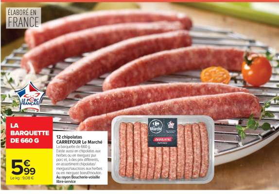 12 chipolatas CARREFOUR Le Marché