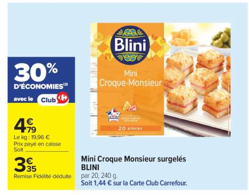 Mini Croque Monsieur surgelés BLINI