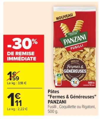 Pâtes "Fermes & Généreuses" PANZANI