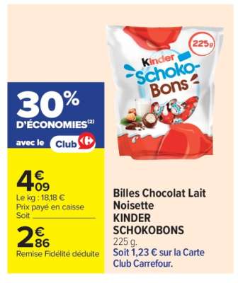 Billes Chocolat Lait Noisette KINDER SCHOKOBONS
