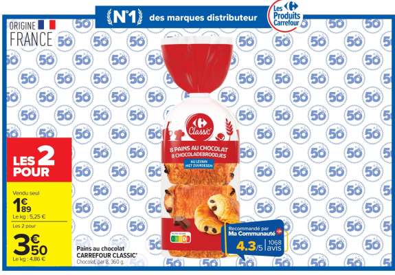 PAINS AU CHOCOLAT CARREFOUR CLASSIC'